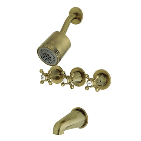 Kingston Brass KBX8133BX Three-Handle Tub and Shower Faucet, Antique Brass KBX8133BX